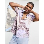 DESIGN relaxed fit smudged scribble print shirt in lilac