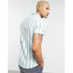 DESIGN stretch slim oxford stripe shirt in green