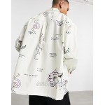 DESIGN super oversized ripstop shirt in scribble placement print