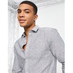 Only & Sons long sleeve pinstripe shirt in gray