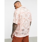 Pull&Bear shirt with Casablanca print in tonal pink