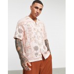Pull&Bear shirt with Casablanca print in tonal pink