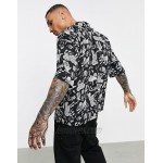 Pull&Bear shirt with tattoo print in black