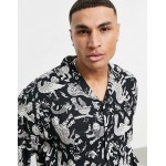 Pull&Bear shirt with tattoo print in black