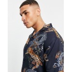 Pull&Bear shirt with tiger print in black