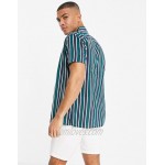 Selected Homme shirt in vertical stripe blue and green