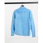 DESIGN 90s oversized fleece shirt in cornflower blue