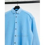 DESIGN 90s oversized fleece shirt in cornflower blue