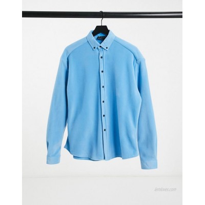  DESIGN 90s oversized fleece shirt in cornflower blue  
