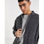 DESIGN 90s oversized fleece shirt in dark gray