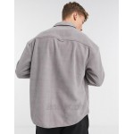 DESIGN '90s oversized gray towelling shirt with chest embroidery