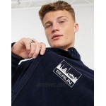 DESIGN 90s oversized navy fleece shirt with chest embroidery