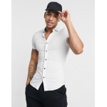 DESIGN muscle viscose shirt in white