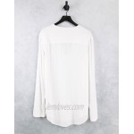 DESIGN overhead shirt in crinkle viscose in white