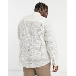 DESIGN regular natural lace shirt in off white