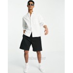 DESIGN relaxed fit button collar linen shirt in white