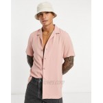 DESIGN relaxed fit viscose shirt with low revere collar in dusky pink