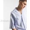  DESIGN relaxed half sleeve shirt with deep camp collar in blue stripe  