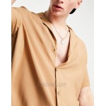DESIGN relaxed viscose shirt with revere collar in brown