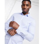 DESIGN royal oxford shirt with double cuff in blue