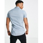 DESIGN skinny fit shirt in dusty blue