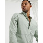 DESIGN slim fit yarn dye organic oxford shirt in pine green