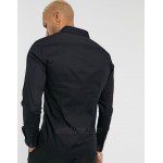 DESIGN stretch skinny fit shirt in black