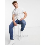 DESIGN stretch skinny fit shirt in white with grandad collar