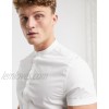  DESIGN stretch skinny fit shirt in white with grandad collar  