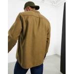 DESIGN wool-blend overshirt in khaki