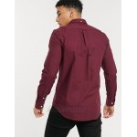 Farah Brewer slim fit organic cotton oxford shirt in burgundy