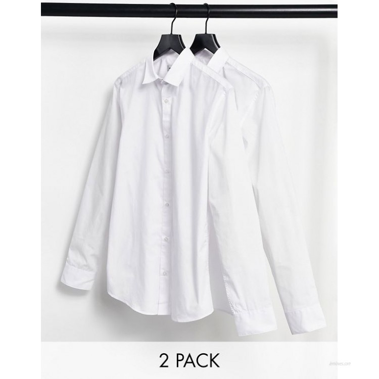 Jack & Jones Essentials 2 pack smart shirt in slim fit white