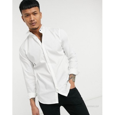 Jack & Jones Premium tuxedo shirt in white  