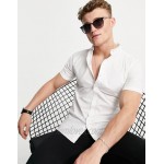 New Look short sleeve muscle fit oxford in white
