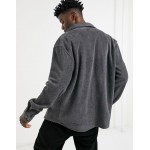 Reclaimed Vintage Inspired faux wool overshirt in charcoal