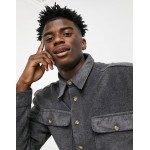 Reclaimed Vintage Inspired faux wool overshirt in charcoal