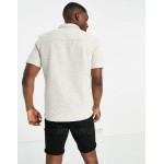 River Island short sleeve jersey shirt with revere collar in ecru