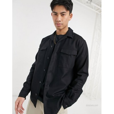 Selected Homme overshirt with double pockets in black  
