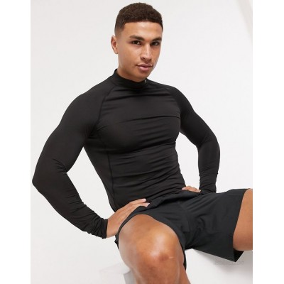  4505 icon training base layer long sleeve t-shirt with quick dry in black  