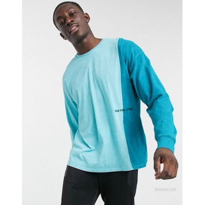  4505 oversized long sleeve t-shirt with contrast panel and acid wash  