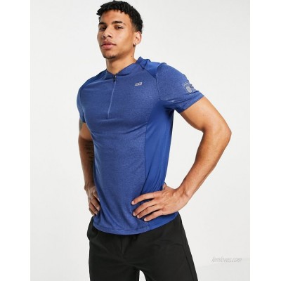  4505 running t-shirt with 1/4 zip and contrast panels  