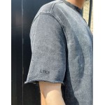 Bershka washed t-shirt with raw edge in gray