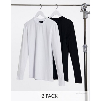 DESIGN 2 pack muscle fit long sleeve t-shirt with crew neck  