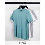 DESIGN 3 pack longline t-shirt with side splits