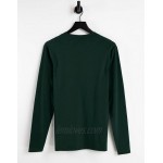 DESIGN long sleeve muscle fit t-shirt in dark green