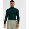  DESIGN muscle fit jersey roll neck top in green  
