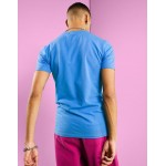DESIGN organic muscle fit t-shirt with crew neck in bright blue
