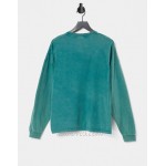 DESIGN oversized boxy long sleeve T-shirt with acid wash in green