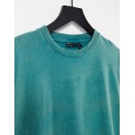 DESIGN oversized boxy long sleeve T-shirt with acid wash in green