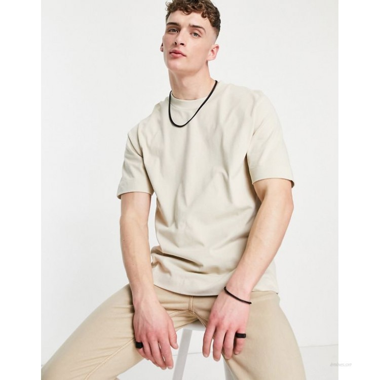 DESIGN oversized fit t-shirt in brushed cotton in beige